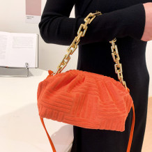 Tangerine Red Daily Geometric Patchwork Bags