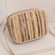 Apricot Daily Color Block Patchwork Zipper Weave Bags