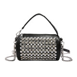 Silver Daily Rivets Patchwork Zipper Bags