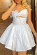White Sexy Solid Bandage Hollowed Out Patchwork Spaghetti Strap A Line Dresses