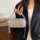 Silver Daily Rivets Patchwork Zipper Bags