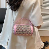 Black Daily Rivets Patchwork Zipper Bags