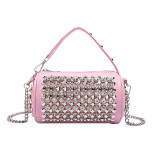 Pink Daily Rivets Patchwork Zipper Bags