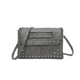 Grey Daily Solid Rivets Patchwork Bags