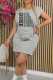 Grey Sweet Print Patchwork O Neck Straight Dresses