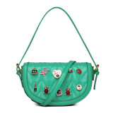 Green Daily Patchwork Zipper Bags