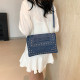 Dark Blue Daily Solid Rivets Patchwork Bags