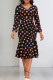 Black Elegant Dot Patchwork Fold Zipper V Neck Princess Dresses