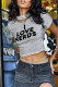 Grey Street Print Hollowed Out Patchwork O Neck T-Shirts