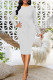 White Elegant Solid Bandage Patchwork Slit O Neck Wrapped Skirt Dresses