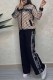 Coral Powder Casual Print Letter Zipper Collar Long Sleeve Two Pieces
