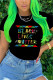 Black Fashion Printing O Neck Tops