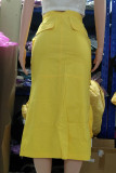 Pink Sweet Solid Patchwork Draw String Pocket Zipper Straight Mid Waist Straight Patchwork Bottoms