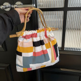 Red Casual Daily Color Block Patchwork Fold Bags