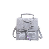Silver Daily Print Bandage Patchwork Zipper Bags