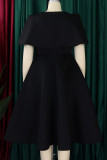 Red Elegant Solid Patchwork Zipper O Neck A Line Dresses