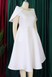 Red Elegant Solid Patchwork Zipper O Neck A Line Dresses