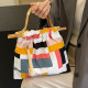 Pink Casual Daily Color Block Patchwork Fold Bags