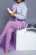 Purple Casual Solid Patchwork Slit Fold Skinny Mid Waist Speaker Solid Color Bottoms