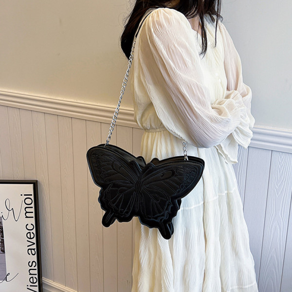 Black Casual Daily Butterfly Patchwork Zipper Bags