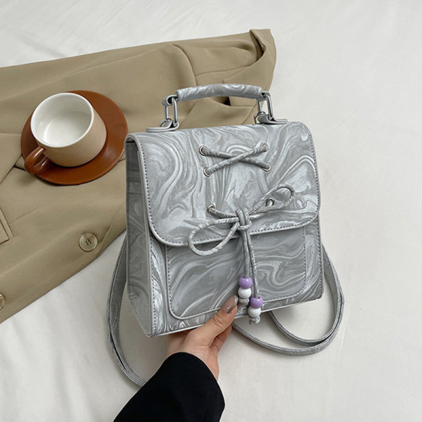 Silver Daily Print Bandage Patchwork Zipper Bags