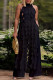 Black Street Solid Patchwork Pocket High Opening O Neck Sleeveless Two Pieces