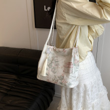 White Daily Embroidery Patchwork Bags
