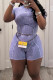 Purple Casual Solid Patchwork O Neck Short Sleeve Two Pieces