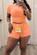 Orange Casual Solid Patchwork O Neck Short Sleeve Two Pieces