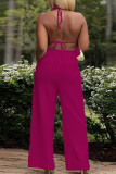 Colorful Blue Street Solid Patchwork Pocket High Opening O Neck Sleeveless Two Pieces