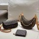 Coffee Casual Street Letter Patchwork Chains Zipper Bags