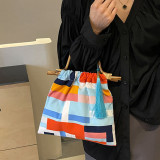 Red Casual Daily Color Block Patchwork Fold Bags