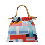 Blue Casual Daily Color Block Patchwork Fold Bags