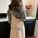 Beige Daily Patchwork Pearl Weave Bags