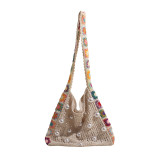 Beige Daily Patchwork Pearl Weave Bags