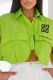 Green Street Print Letter Turndown Collar Tops