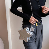 Silver Daily Geometric Patchwork Zipper Bags