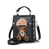 Deep Coffee Daily Character Patchwork Weave Bags