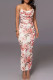 Pink Sexy Print Patchwork Slit Fold Off the Shoulder Long Dresses