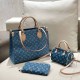 Blue Casual Street Letter Patchwork Zipper Bags