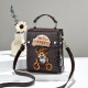 Deep Coffee Daily Character Patchwork Weave Bags