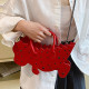 Red Sportswear Animal Patchwork Zipper Bags