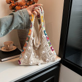 Beige Daily Patchwork Pearl Weave Bags