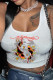 White Red Sexy Casual Print Patchwork U Neck Tops