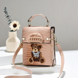 Deep Coffee Daily Character Patchwork Weave Bags