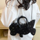 Black Sportswear Animal Patchwork Zipper Bags