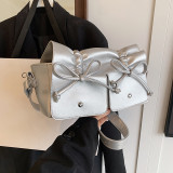 Pink Sweet Daily Solid Fold With Bow Bags