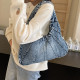 The cowboy blue Daily Solid Patchwork Zipper Bags
