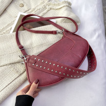 Burgundy Vintage Simplicity Solid Rivets Bags