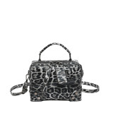Grey Daily Leopard Patchwork Zipper Bags